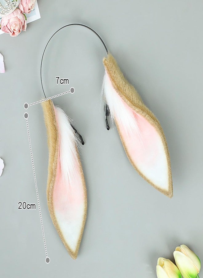 Faylay Women Cosplay Bunny Ears Rabbit Headband Animal Ears Furry Bunny Ears Party Accessories (MHTCET-1White) - Image 3